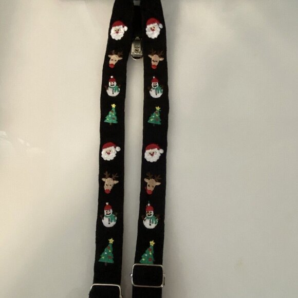 Toddlers Kids Black Suspenders Christmas Tree Santa Adjustable Clip On Y Back - Picture 7 of 16